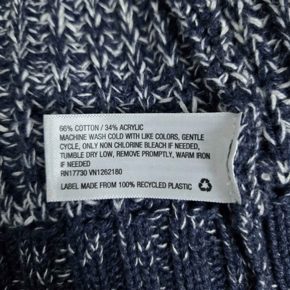 Goodfellow Mens Shawl Button Up Cardigan XL Navy Chunky Knit Preppy Academia
